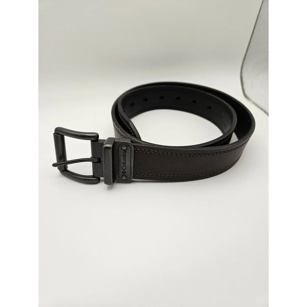 Columbia Mens Reversible Leather Belt Brown Black Size 30-32 Small 11CO02P9